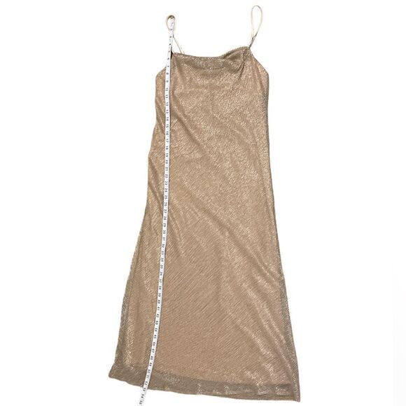 MARINA Cowl Neck Spaghetti Strap Metallic Maxi Gown Dress Size 6 - Picture 10 of 11